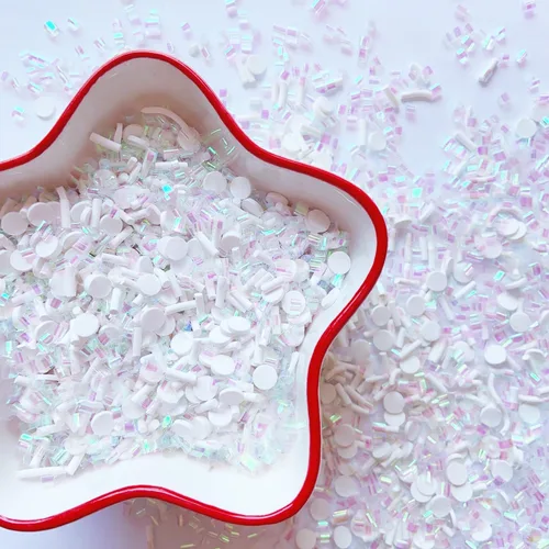 Vista 2 de Chispas falsas de polímero, Chispas de azúcar falsas, Chispas de caramelo falsas, Chispas de arcilla, Rebanadas de arcilla de polímero para arte