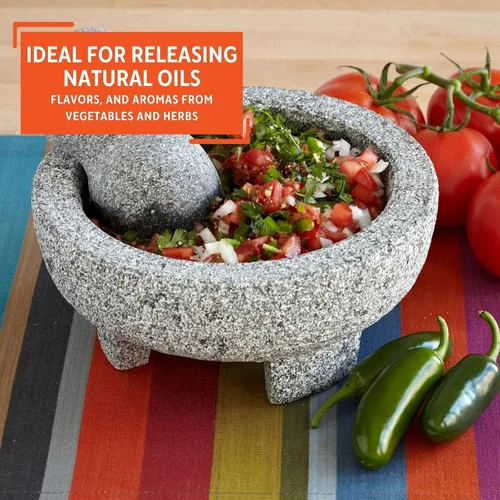 Vista 7 de Imusa USA Molcajete de granito con molinillo de especias de 15.24 cm, gris (Paquete de 4)