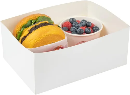 Vista 24 de Restaurantware Bio Tek - Bandejas de hamburguesas de 8.4 x 6 x 3.5 pulgadas, 100 bandejas de papel desechables para alimentos, bandejas de papel