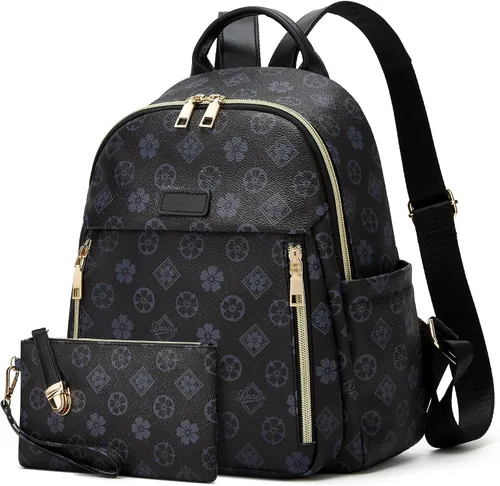 Vista 22 de Makes - Bolso tipo mochila para mujer, de piel sintética, bolso de viaje con diseño convertible a cartera, 12 pulg., Mochilas de viaje