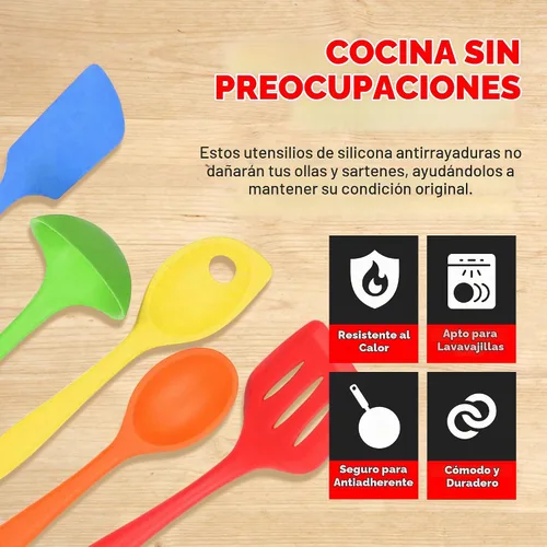 Vista 3 de Chef Craft Juego de herramientas de cocina de silicona premium multicolor de 5 piezas, surtido (42086)