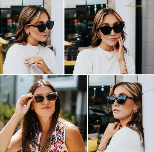 Vista 2 de Lentes de sol cuadrados de moda para mujer, elegantes lentes de sol UV400 AM6632A
