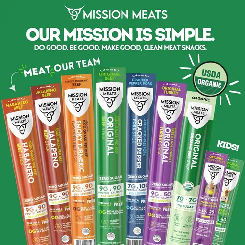 Vista 7 de Mission Meats - Snacks Keto sin azúcar, palitos de pavo de gama libre enteros 30 sin gluten, sin MSG, nitrato y nitrito, paleo, bocadillos