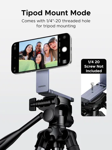 Vista 6 de UGREEN Soporte magnético ajustable para teléfono Magsafe Trípode giratorio de 360° para puerto de tornillo de 1/4 pulgadas, compatible con iPhone 17