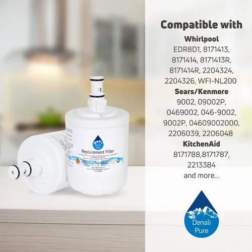 Vista 9 de Paquete de 2 filtros de agua de repuesto para refrigerador Kenmore/Sears 10672203201, compatible con cartucho de filtro de agua Kenmore/Sears 46-9002