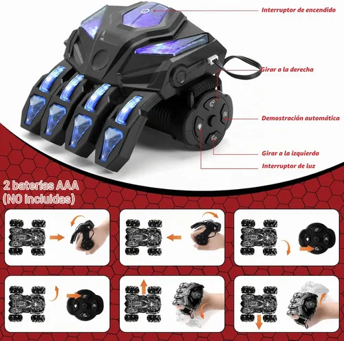 Vista 4 de Coche de Control Remoto Controlado a Mano, Coche RC Acrobático con Sensor de Gestos 2.4Ghz con Luz Corporal y Faro, Coches RC Doble Cara Rotatorios