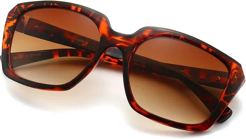 Vista 2 de Pubemy 15F916 - Modernas gafas de sol hipster modernas para mujer marco de gran tamaño elegante con protección UV 400
