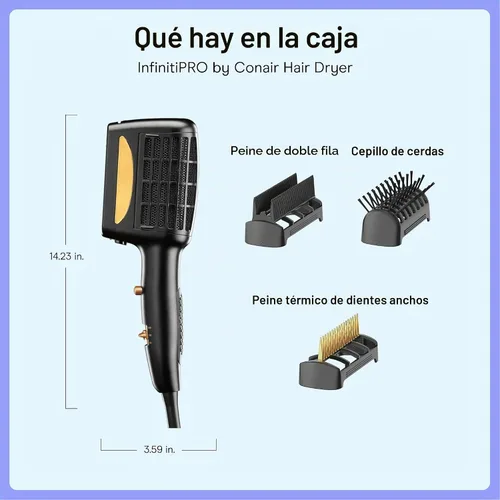 Vista 7 de INFINITIPRO BY CONAIR - Secador de pelo para peinado 3 en 1, secador de pelo de 1875 W y 3 accesorios