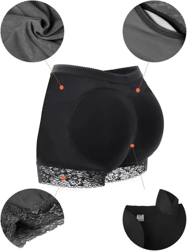 Vista 4 de Bragas falsas para mujer, levantador de glúteos, con relleno, control de cadera, ropa interior moldeadora