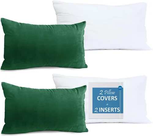 Vista 61 de Nestl Juego de 2 rellenos de almohada con terciopelo suave y sólido, juego de fundas de almohada cuadradas decorativas para sofá, automóvil Azul