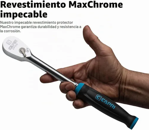 Vista 5 de Capri Tools - Trinquete de cuadrante de 1/2 pulgada, 90 dientes finos, agarre ergonómico suave, trinquete de 11 pulgadas de largo
