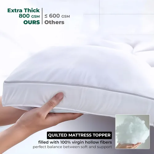 Vista 7 de Cubrecolchón refrescante extra grueso – Protector de colchón que reduce el dolor, protector acolchado suave, alternativa de relleno excesivo, parte