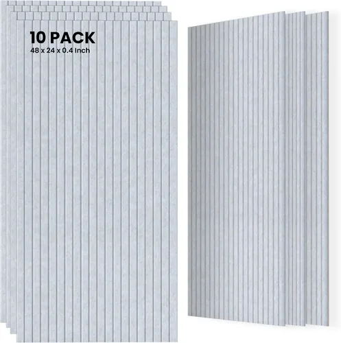 Vista 22 de TO-TH Juego de 4 paneles de pared insonorizados de 47.2 x 23.6 pulgadas con aspecto de madera, absorben el sonido, paneles acústicos grandes