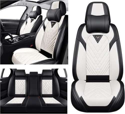 Vista 24 de Fundas de Asiento de Coche para Nissan Murano 2003-2026, Funda de Asiento Completa de Piel Nappa Impermeable, Protector de Asiento Automotriz Gris