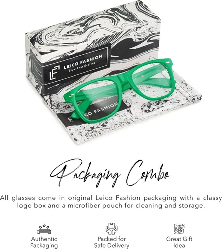 Vista 4 de LEICO FASHION Lentes transparentes sin receta retro para hombres y mujeres lentes falsos para disfraz de cosplay