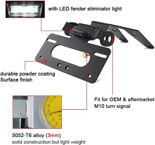 Vista 5 de Xitomer Eliminador de guardabarros apto para GSX-S1000 GT 2026 2025 2024 2023 2022 y GSX-S1000GX+ Plus 2024 2025 2026 con luz LED para GSX S1000 GT+