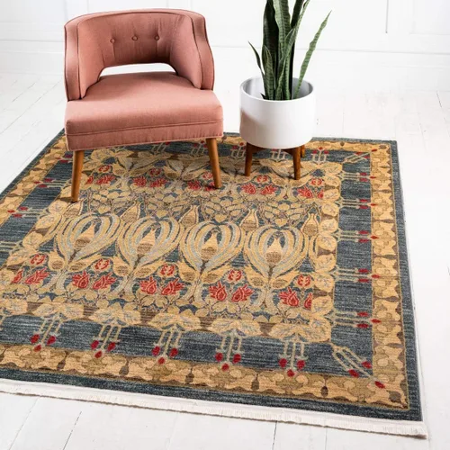 Vista 16 de Unique Loom Edinburgh Collection - Alfombra rectangular (2 pies x 3 pies 1 pulgada, rectangular, azul marino/bronceado)