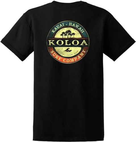 Vista 45 de Koloa Surf - Camisetas de algodón pesado para hombre, tallas grandes y altas Azul acuático/negro buscando diseño de ondas