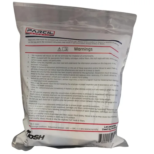 Vista 9 de Parcil Safety UltraSeal - Máscara respiradora reutilizable grande de media cara Aprobado por NIOSH Protección OV/P95, cartuchos de bayoneta