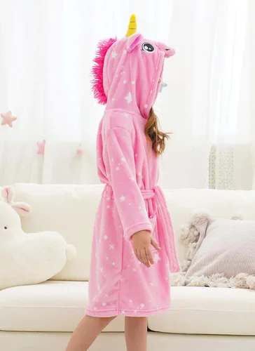 Vista 4 de Doctor Unicorn Girls Unicorn Galaxy Stars Hooded Robe, Unicorn Gifts for Girls