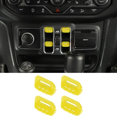 Vista 8 de Jimen Compatible con Jeep Wrangler JL JLU 2018-2023 y Jeep Gladiator JT 2020-2023, 4 piezas de cubiertas de interruptor de botón para ventana