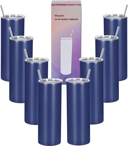 Vista 13 de Paquete de 4 vasos delgados de 20 onzas, juego de vasos delgados de acero inoxidable en caja de regalo individual, 20 onzas de capacidad, vaso