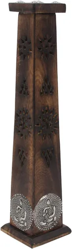 Vista 2 de DharmaObjects Madera Artesano Decoración Mesa Incienso Stick Holder Quemador Torre Soporte (Bendición)