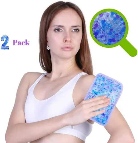 Vista 2 de FOMI Care - Paquete de 2 paquetes de hielo con cuentas de gel caliente y frío Perfumado de lavanda Envoltura fría reutilizable, compresa fría