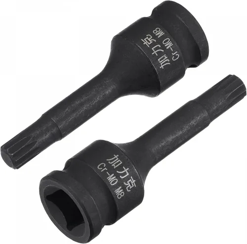 Vista 6 de uxcell M7 Impact Spline Bit Socket, 3/8" Square Drive 2.362 in Longitud CR-MO Tamaños métricos 2 Pcs