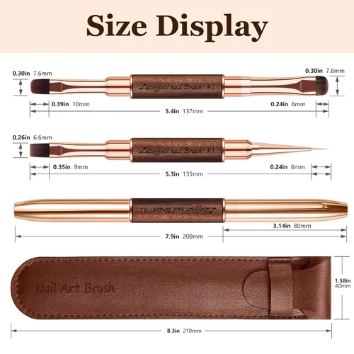 Vista 12 de Builder Gel Brush - Pinceles de uñas para Polygel, 2 piezas de doble punta