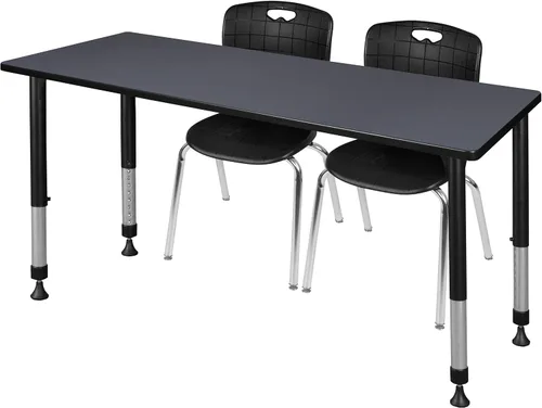 Vista 17 de Regency Kee - Juego de mesa de aula ajustable en altura con dos sillas Andy de 18 pulgadas, 60 x 30 pulgadas, cereza/negro Cerezo/Negro