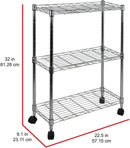 Vista 5 de Oceanstar carrito práctico multiuso con 3 estantes, cromado