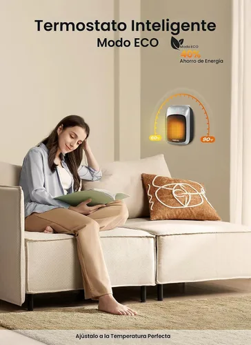 Vista 3 de GiveBest - Calentador de pared enchufable con control remoto, calentador de tomacorriente pequeño de 800 W con termostato ajustable, función
