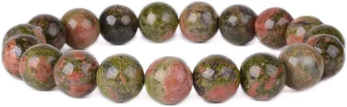 Vista 32 de Amandastone Pulsera elástica de cuentas redondas de 0.394 in con piedras preciosas naturales de 7 pulgadas Bloodstone africano