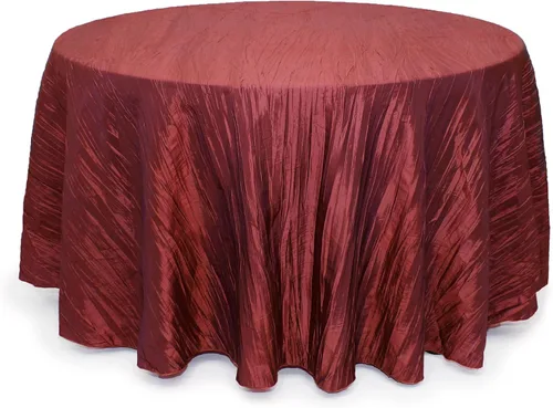 Vista 20 de YOUR CHAIR COVERS - Mantel redondo de 90 pulgadas con arrugas color rubor de tafetán – Elegante mantel brillante para bodas, fiestas y eventos