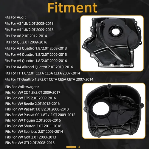 Vista 3 de Tapa de cadena de distribución de motor con junta, para VW Beetle/Jetta/Tiguan para Passat/Sharan/Scoricco/Golf/GTI/EOS/CC, para Audi