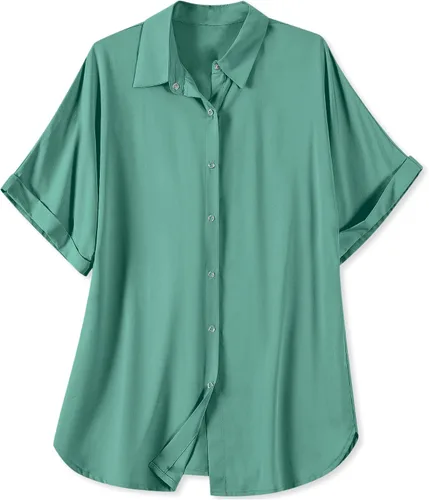 Vista 26 de Blusa suave casual de manga corta con broche frontal para mujer
