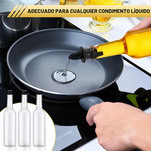 Vista 4 de Tioncy 10 piezas 15 oz botellas de cuello largo de plástico para coquito, botellas de vino de licor transparentes vacías con tapas de rosca