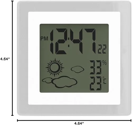 Vista 15 de Reloj pequeño digital, funciona con batería, despertador con retroiluminación automática, temperatura y humedad interior, 12/24H, fecha, reloj