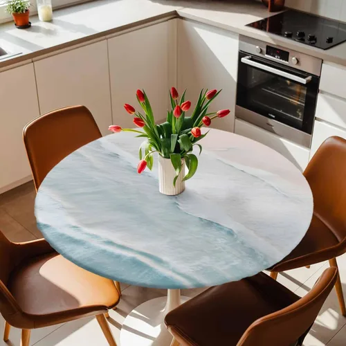 Vista 35 de Mantel Ajustado de Hongos para Mesa Redonda, Cubierta de Mesa de Cocina Botánica Pastoral Floral con Borde Elástico Tela Impermeable, Cubiertas Negro