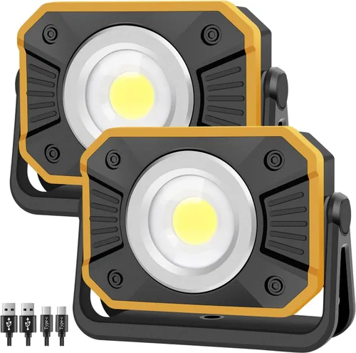 Vista 7 de sunzone Luz de trabajo LED recargable, foco de luz de inundación portátil 2 en 1 iluminación para sitio de trabajo con bases magnéticas, luz LED