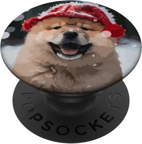 Vista 6 de Chow Chow Puppy Dog Playing In Snow Christmas PopSockets MagSafe PopGrip for iPhone