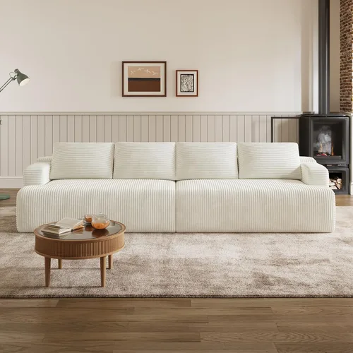 Vista 19 de Novilla Camillas deshuesadas en forma de L de 144 pulgadas para sala de Beige