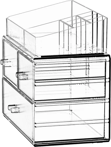 Vista 5 de ZHIAI Organizador Cosmético Apilable, Organizador Cosmético de Acrílico para Cómoda, Tocador, Gabinete de Cocina, Baño, Debajo del Fregadero