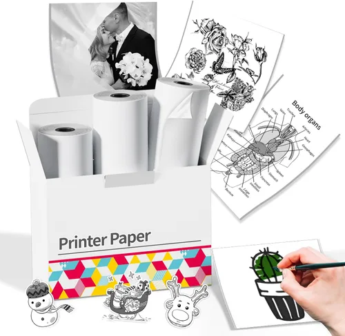 Vista 12 de Papel adhesivo térmico transparente de alta definición, impresión instantánea, compatible con papel de impresora Phomemo M02/M02