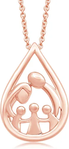Vista 37 de Jewelili - Collar con colgante de plata de ley o oro rosa o amarillo sobre plata, cadena de eslabones de 18 pulgadas