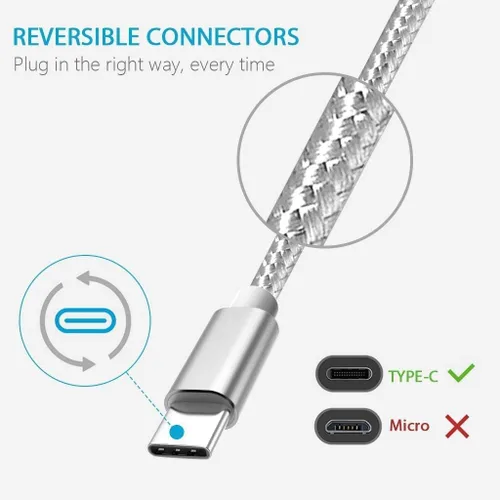 Vista 6 de [Paquete de 2, 3.3 pies] Cable USB C de carga rápida USB A a tipo C, cable de carga trenzado para Samsung Galaxy A13 A03s A32 A52 A53, S22 S9 S10E