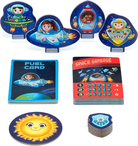 Vista 5 de Little Astronauts - Juego de mesa para niños a partir de 4 años – Carrera de cohetes alrededor del sistema solar y explora el espacio – Divertido