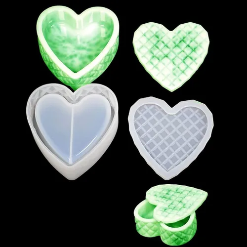 Vista 5 de Moldes de resina para caja de corazón, moldes de caja de silicona, moldes de caja de joyería con tapa, molde de caja de almacenamiento, moldes