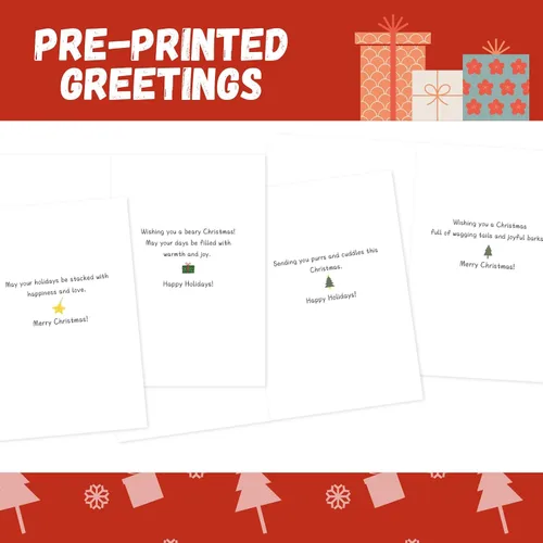 Vista 7 de Paper Play Tarjetas de Feliz Navidad con sobres (diseños de animales surtidos) 10x15 centímetros Tarjetas de Navidad a granel con sobres y pegatinas